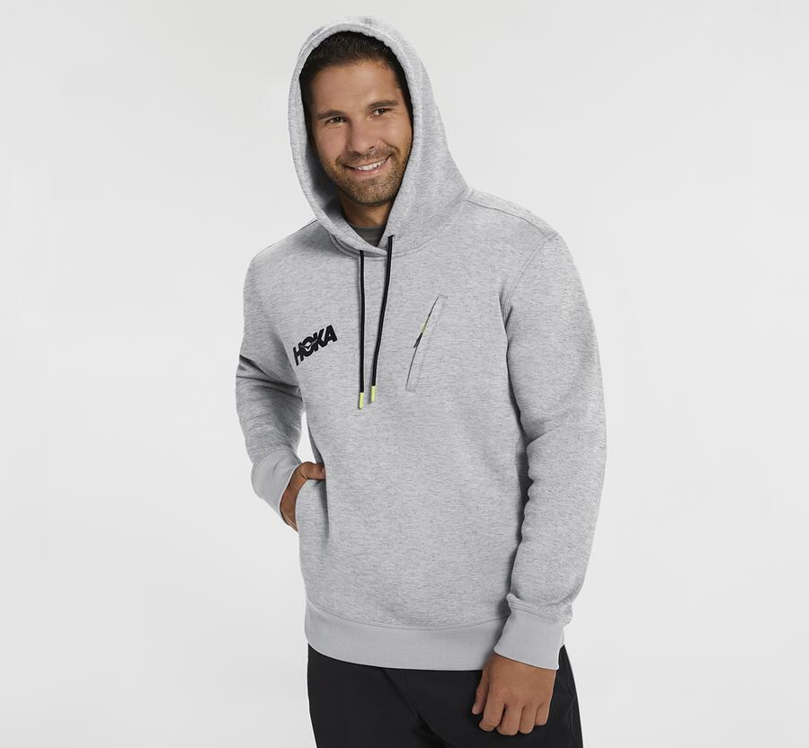 Hoka One One Kapşonlu Sweatshirt Erkek Gri - Performance - KA5802943